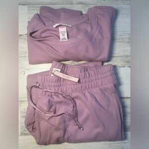 Large Women’s Victorias Secret Waffle Henley Jogger Top Bottom Set Lounge